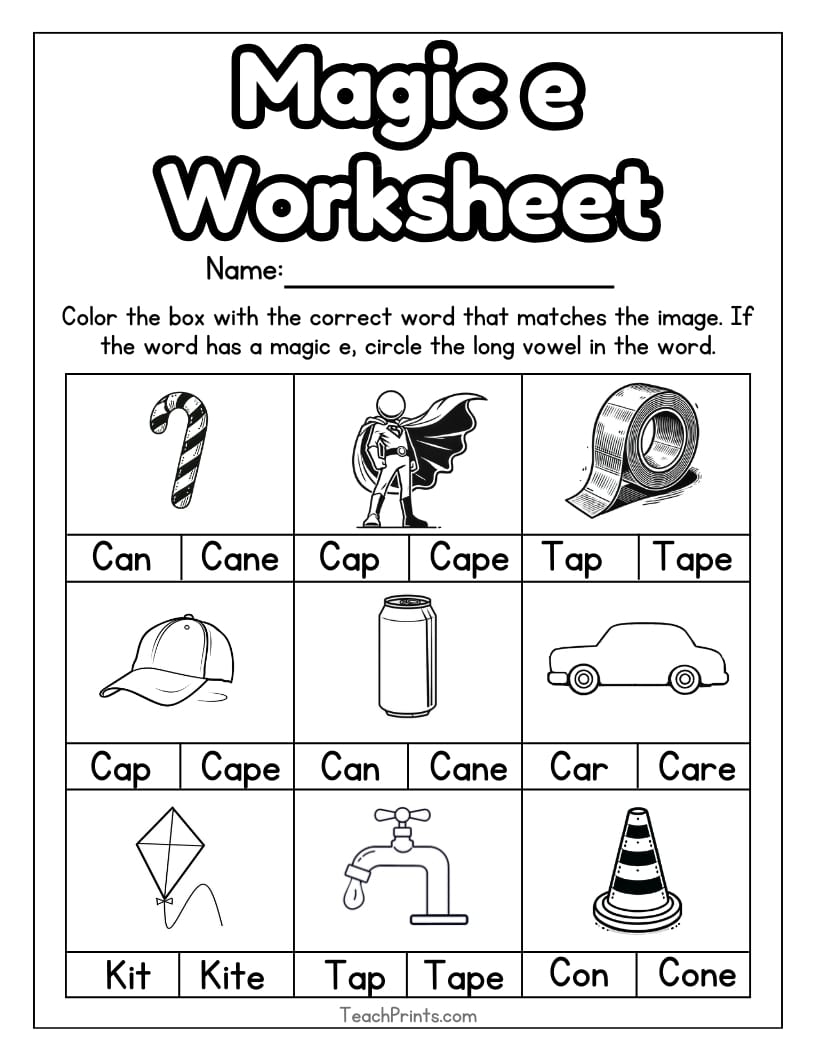 10 Printable Silent E Worksheets 1st 2nd Grade ELA Worksheets Etsy