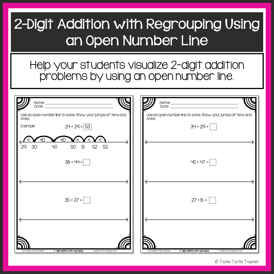 2 Digit Addition With Regrouping Using An Open Number Line Classful
