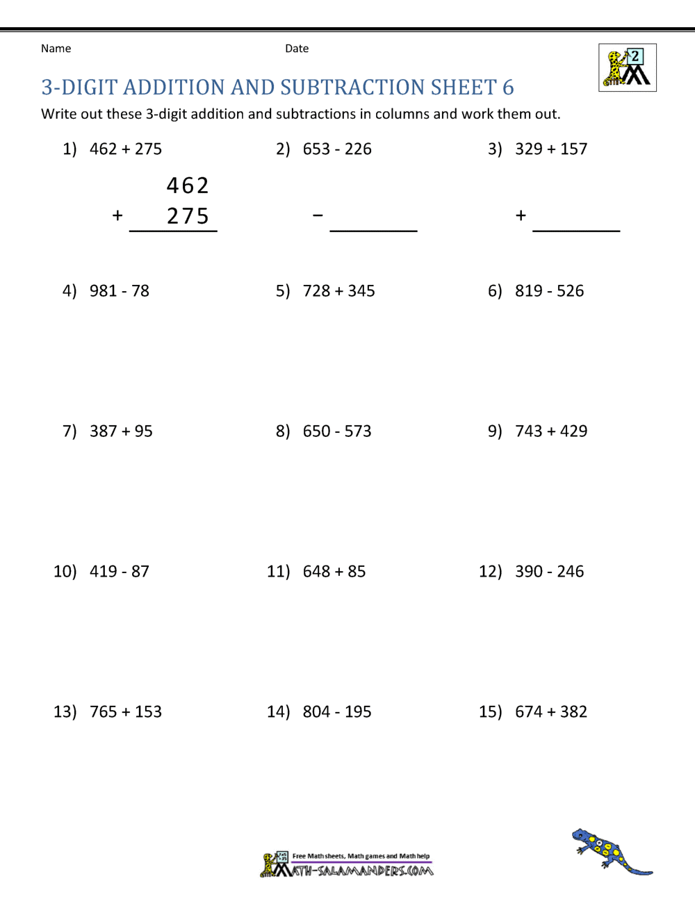 3 Digit Addition And Subtraction Worksheets With And Without Regrouping Made By Teachers