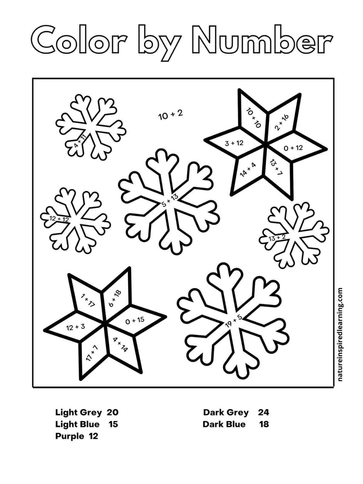 Addition Color By Number Worksheets Nature Inspired Learning