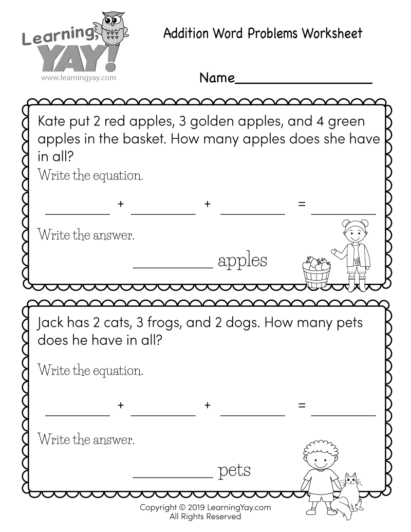 Addition Word Problems 3rd Grade