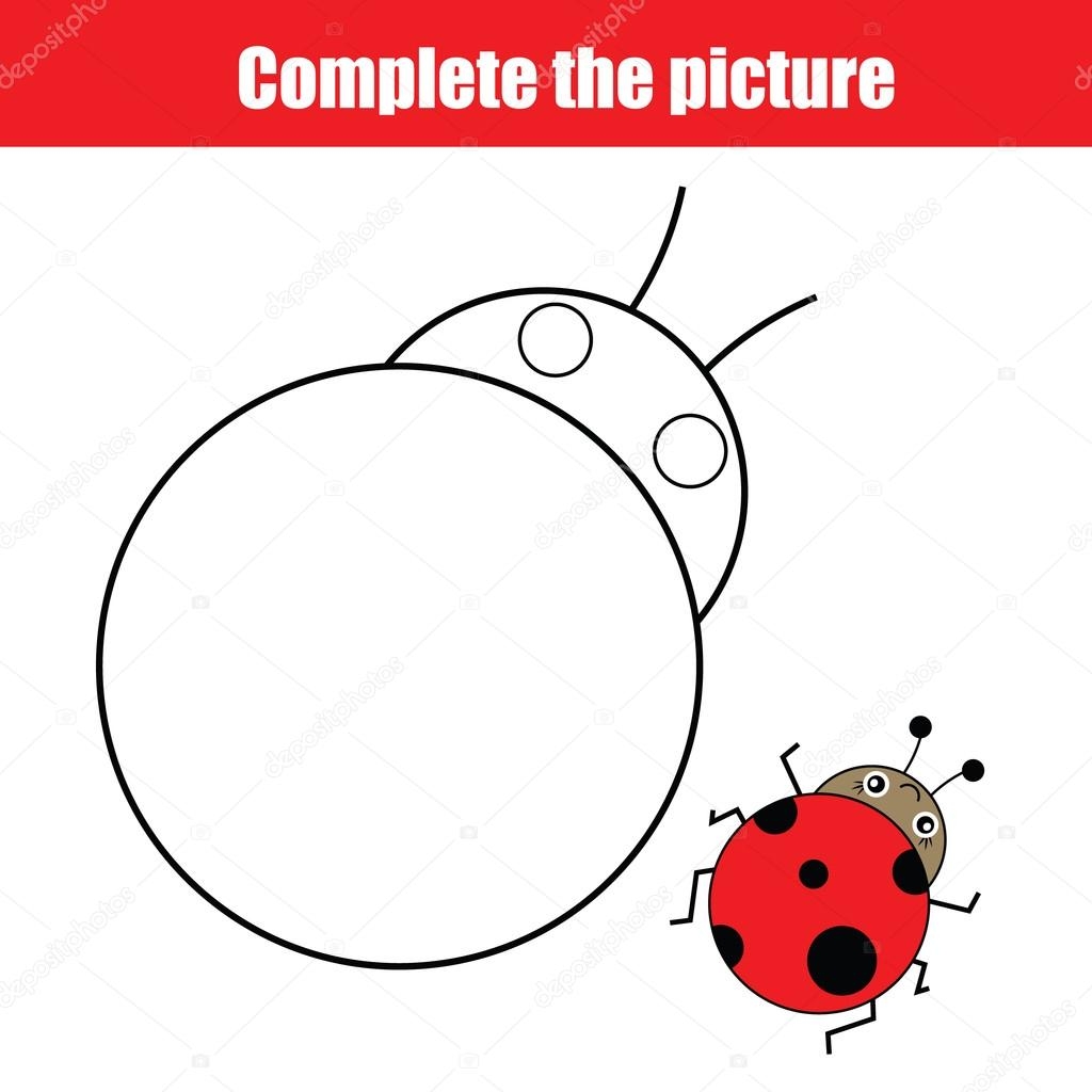 Complete The Picture Children Educational Drawing Game Coloring Page For Kids Stock Vector By Ksuklein 114063856
