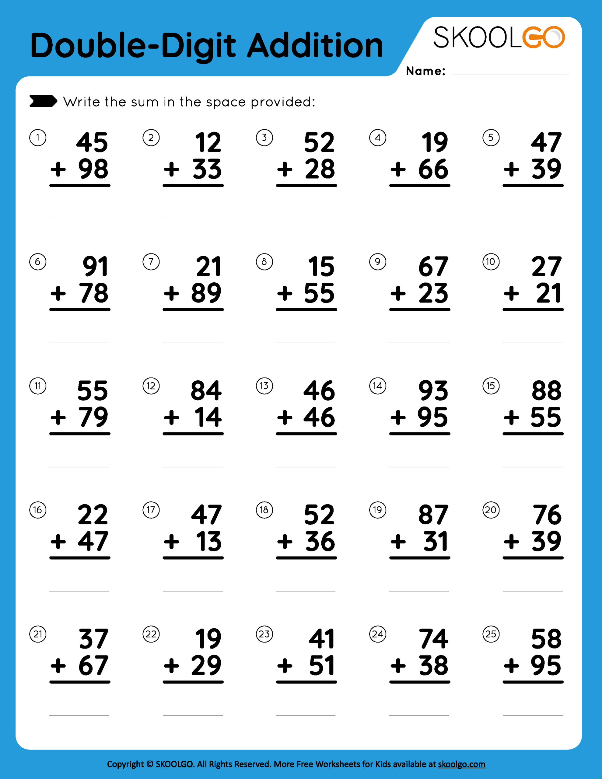 10 Printable Two Digit Addition Worksheets Double Digit Addition Worksheets 1st Grade 2nd Grade Made By Teachers