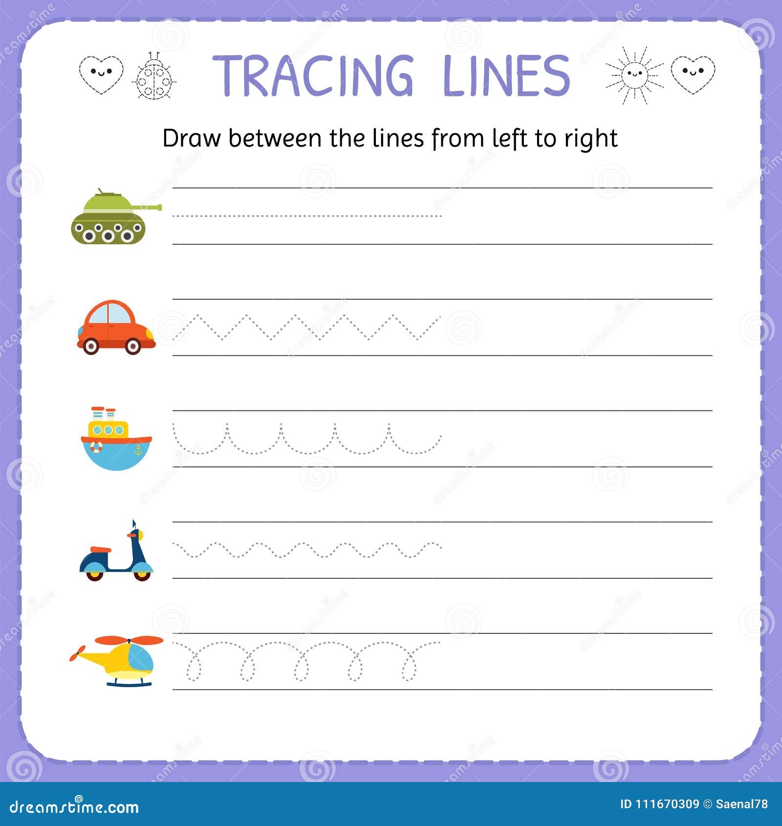 Draw Between The Lines From Left To Right Preschool Kindergarten Worksheet For Practicing Motor Skills Stock Vector Illustration Of Letter Activity 111670309