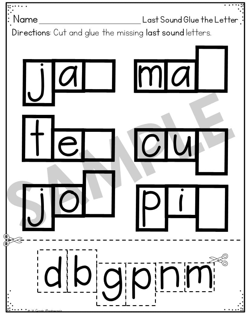 Ending Sounds Worksheets Phonics Activities 1st Grade Pandamania
