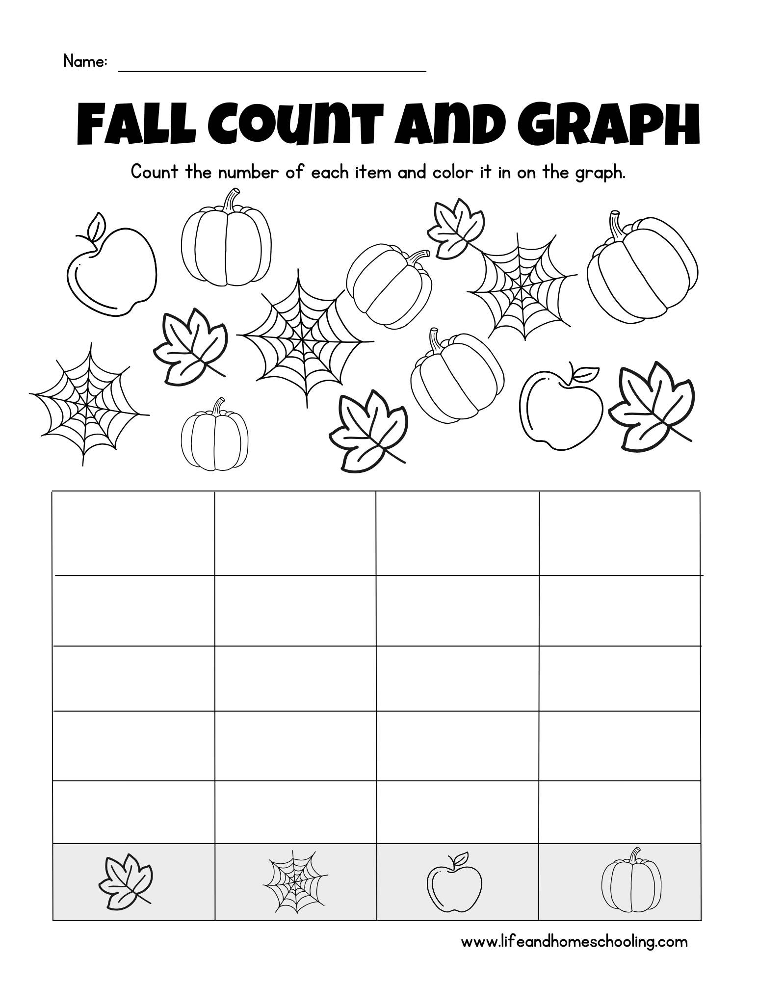 Fall Count And Graph Worksheet Made By Teachers