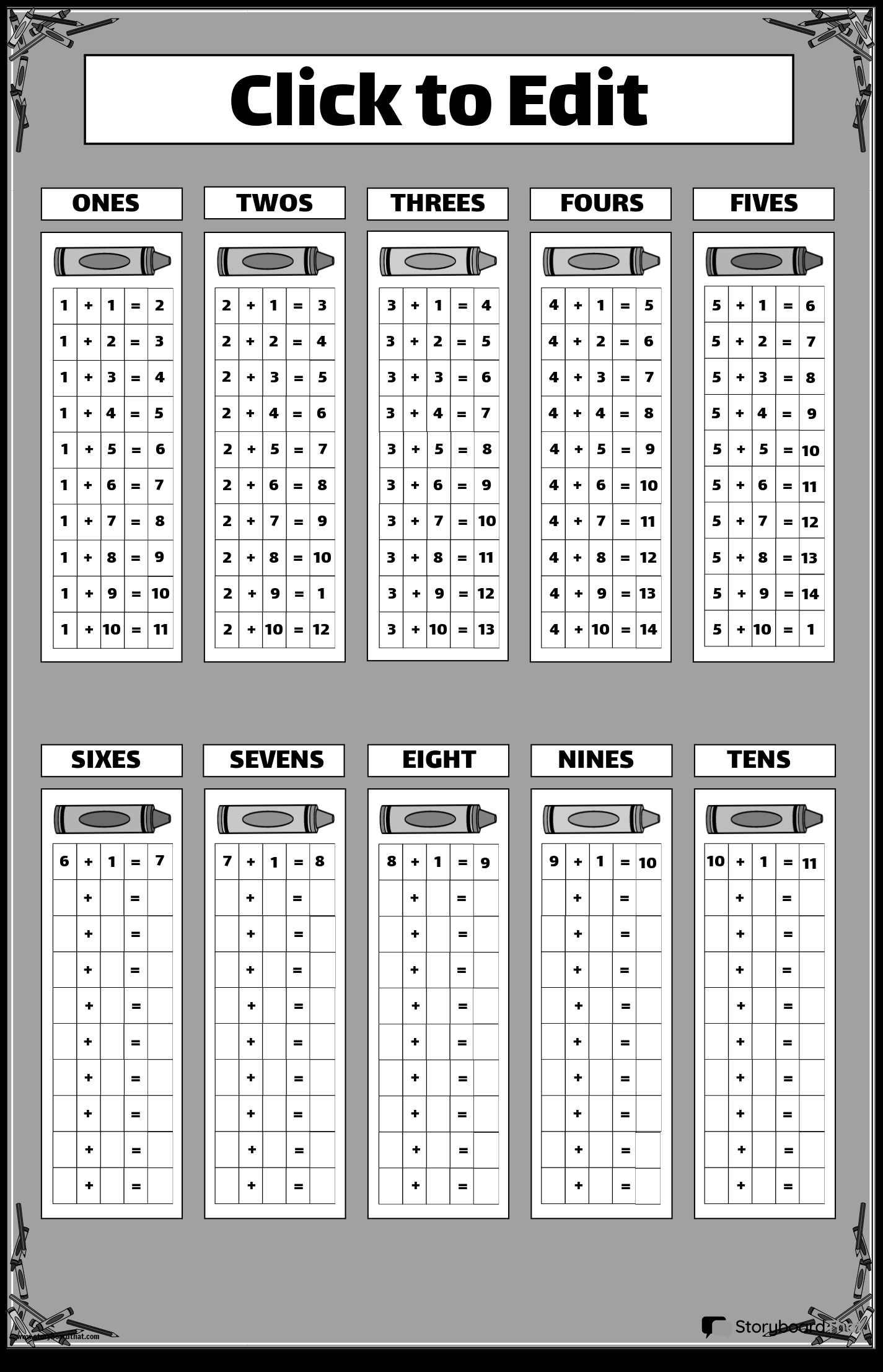 Free Addition Charts Create Print With Storyboard That