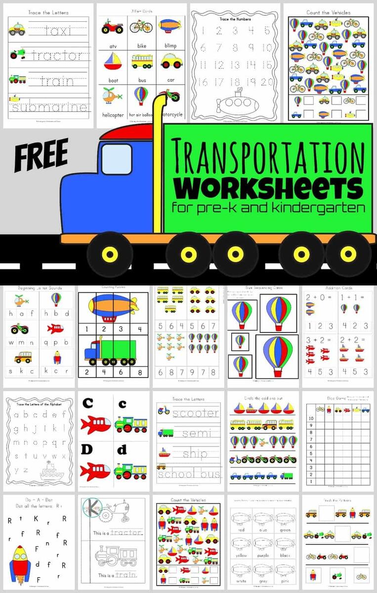 FREE Printable Transportation Worksheets For Kids HUGE Pack