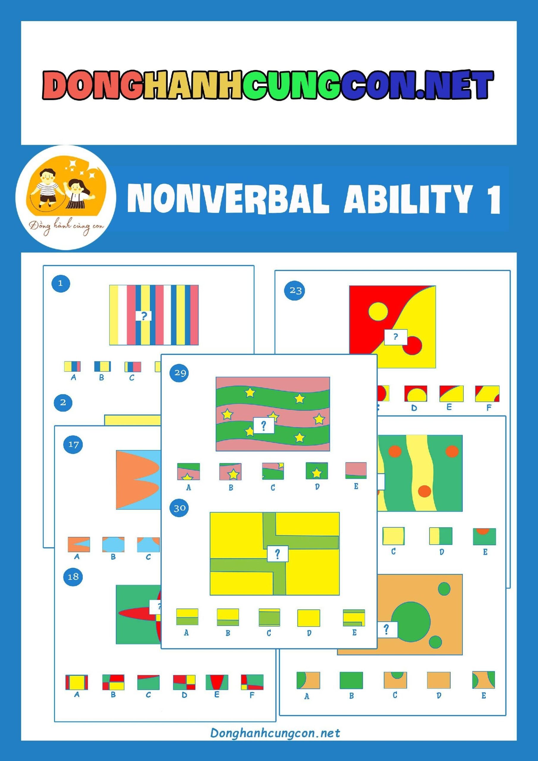 Gifted Talented Kindergarten Practice Test 30 Questions Nonverbal Ability