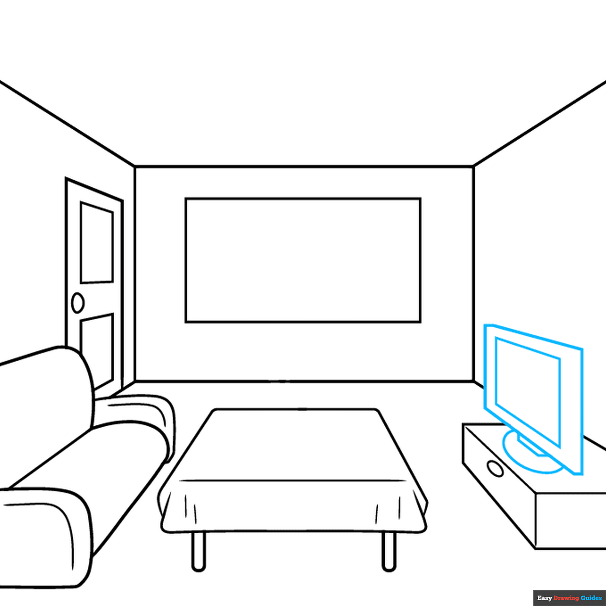 How To Draw An Easy Room In One Point Perspective Really Easy Drawing Tutorial
