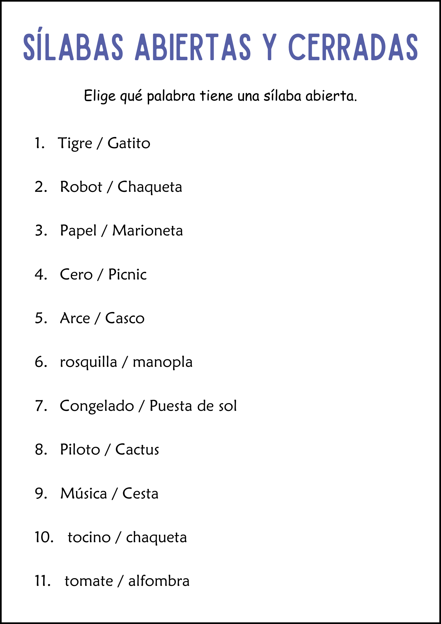 Open And Closed Syllables Worksheets In Spanish S Labas Abiertas Y Cerradas Made By Teachers