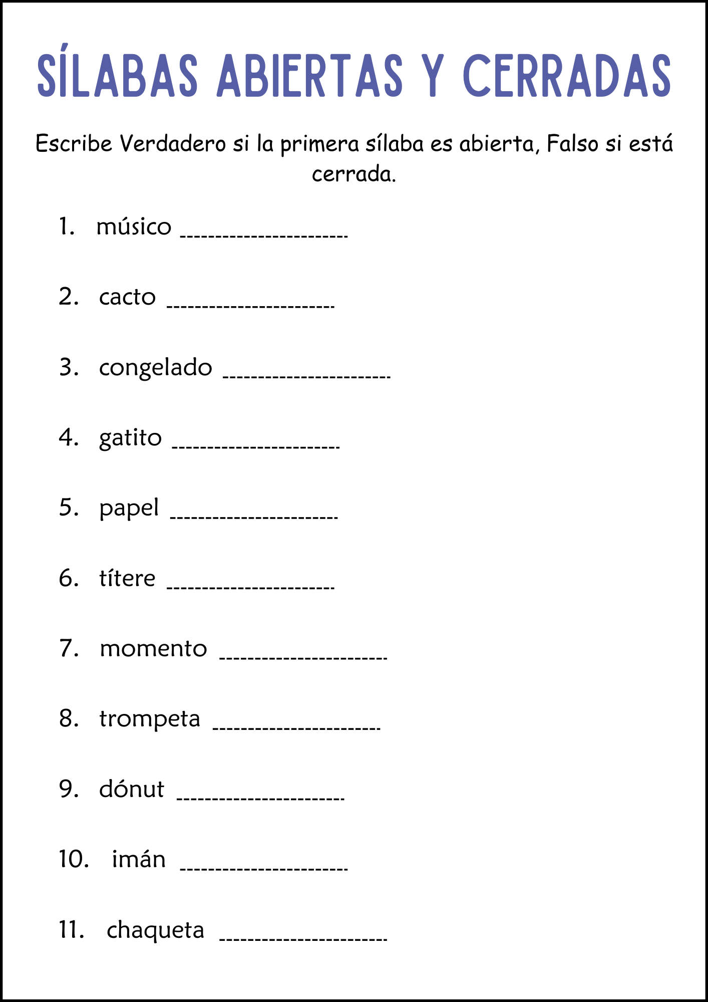 Open And Closed Syllables Worksheets In Spanish S labas Abiertas Y Cerradas Made By Teachers