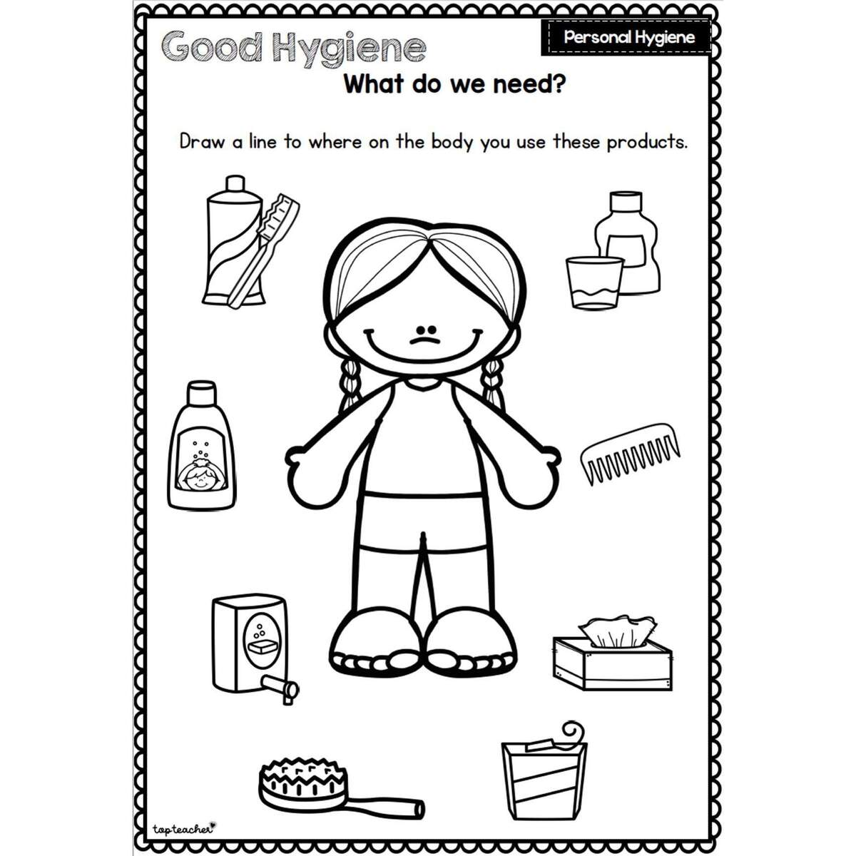 Personal Hygiene Match Health Worksheet Top Teacher
