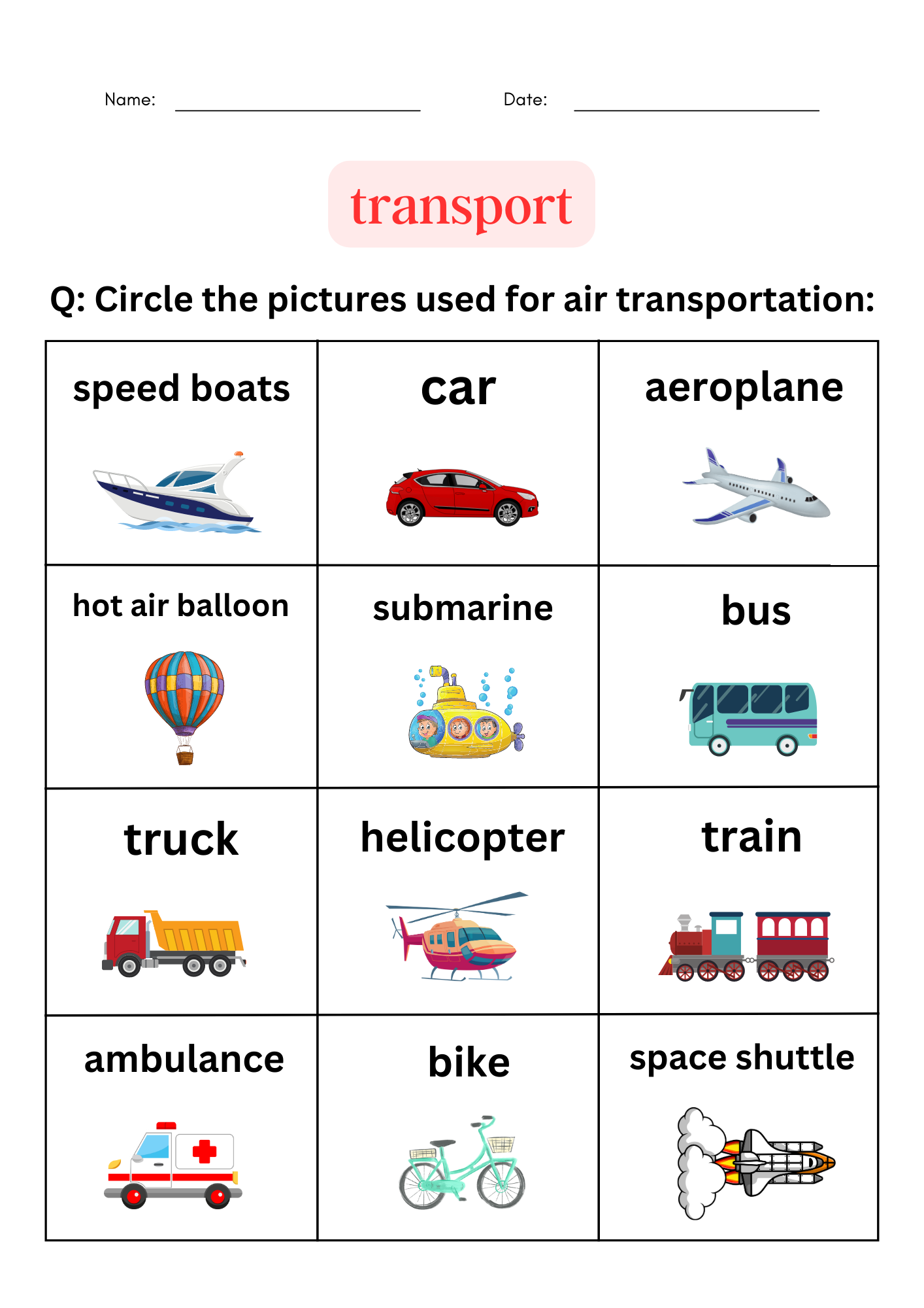 Preschool Transport Worksheet For Kindergarten Transportation For Grade 1 2 Made By Teachers