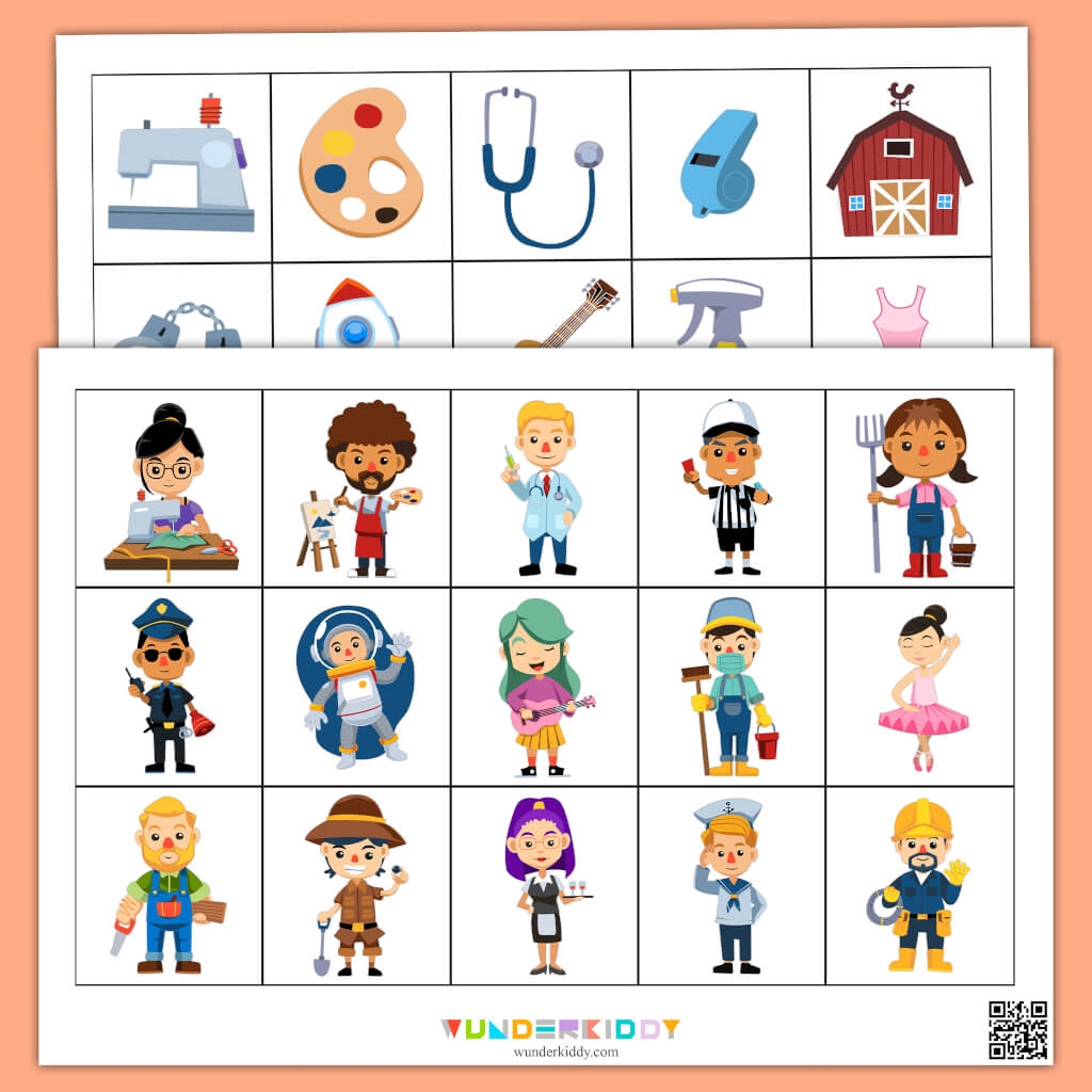 Printable Jobs And Tools Matching Worksheet For Kindergarten