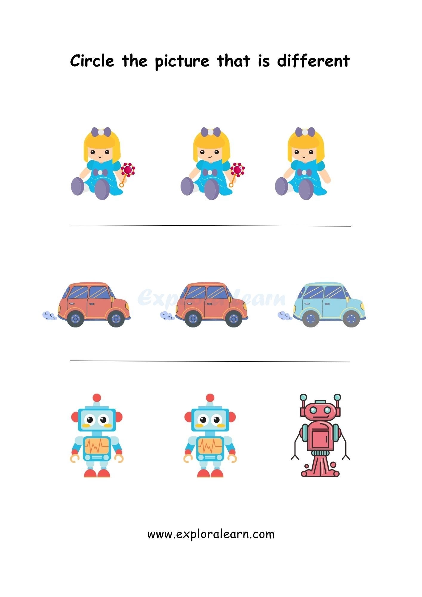 Same And Different Comparison Worksheets For Preschool And Kindergarten 2 To 6 Years Kids