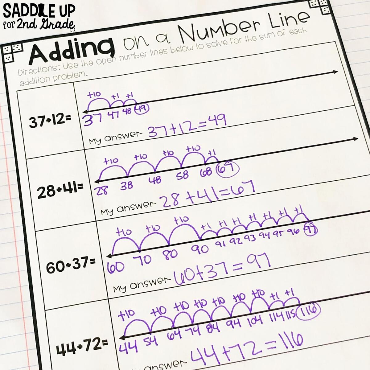 Number Lines 1st Grade Addition Worksheets ArgoPrep