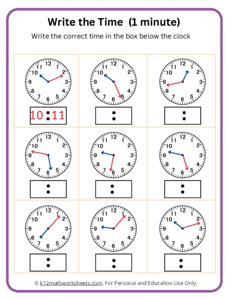 Free Printable Telling Time Worksheets Analog Clock Free Printables Lettering SVG Files Tools Apps