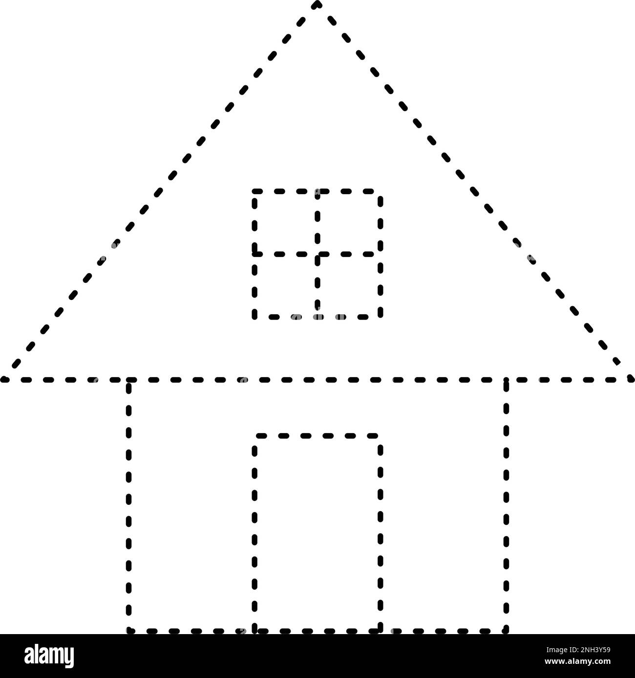 Tracing House Dotted Lines Shape For Preschool And Kindergarten School Kids Worksheet Element For Drawing Practice Stock Vector Image Art Alamy