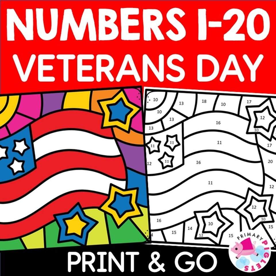 VETERANS DAY ACTIVITIES COLOR BY NUMBER CODE KINDERGARTEN 1ST GRADE MATH Made By Teachers