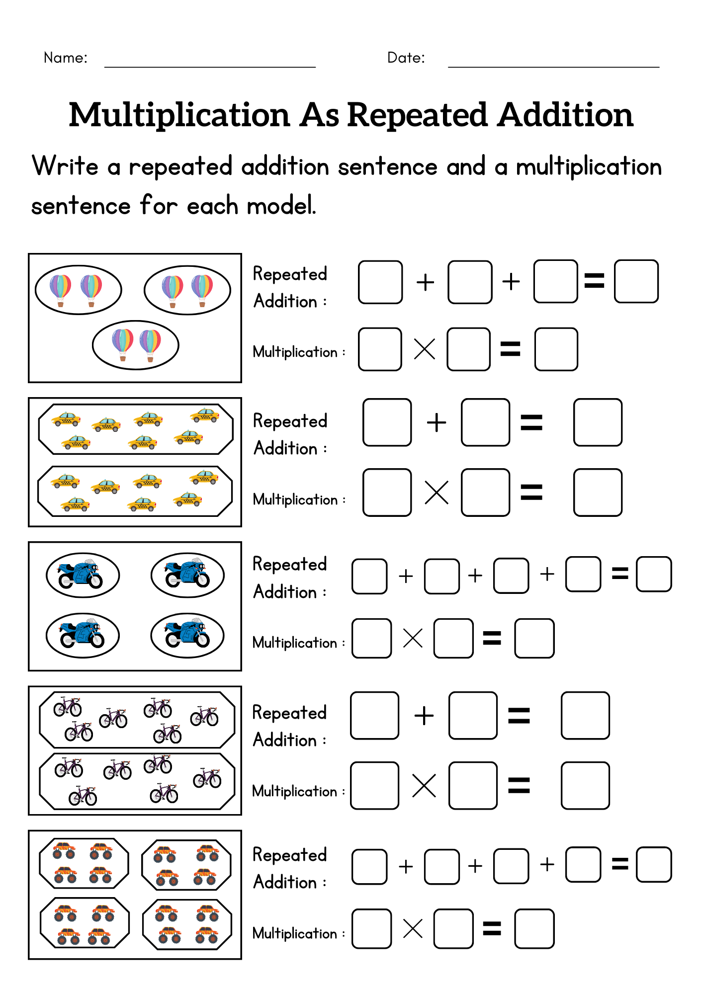 Repeated Addition Fun And Engaging Year 1 Addition Worksheet