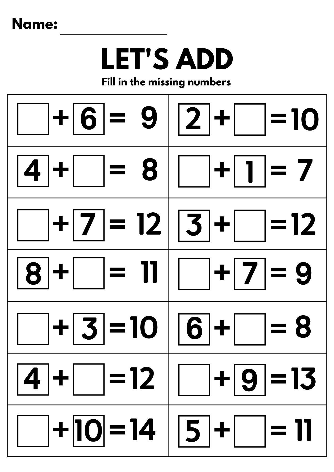 10 Printable Additition Fill In The Blanks Worksheets Numbers 1 20 For Kindergarten 1st Grade 2nd Grade Math Addition Worksheets Etsy Israel