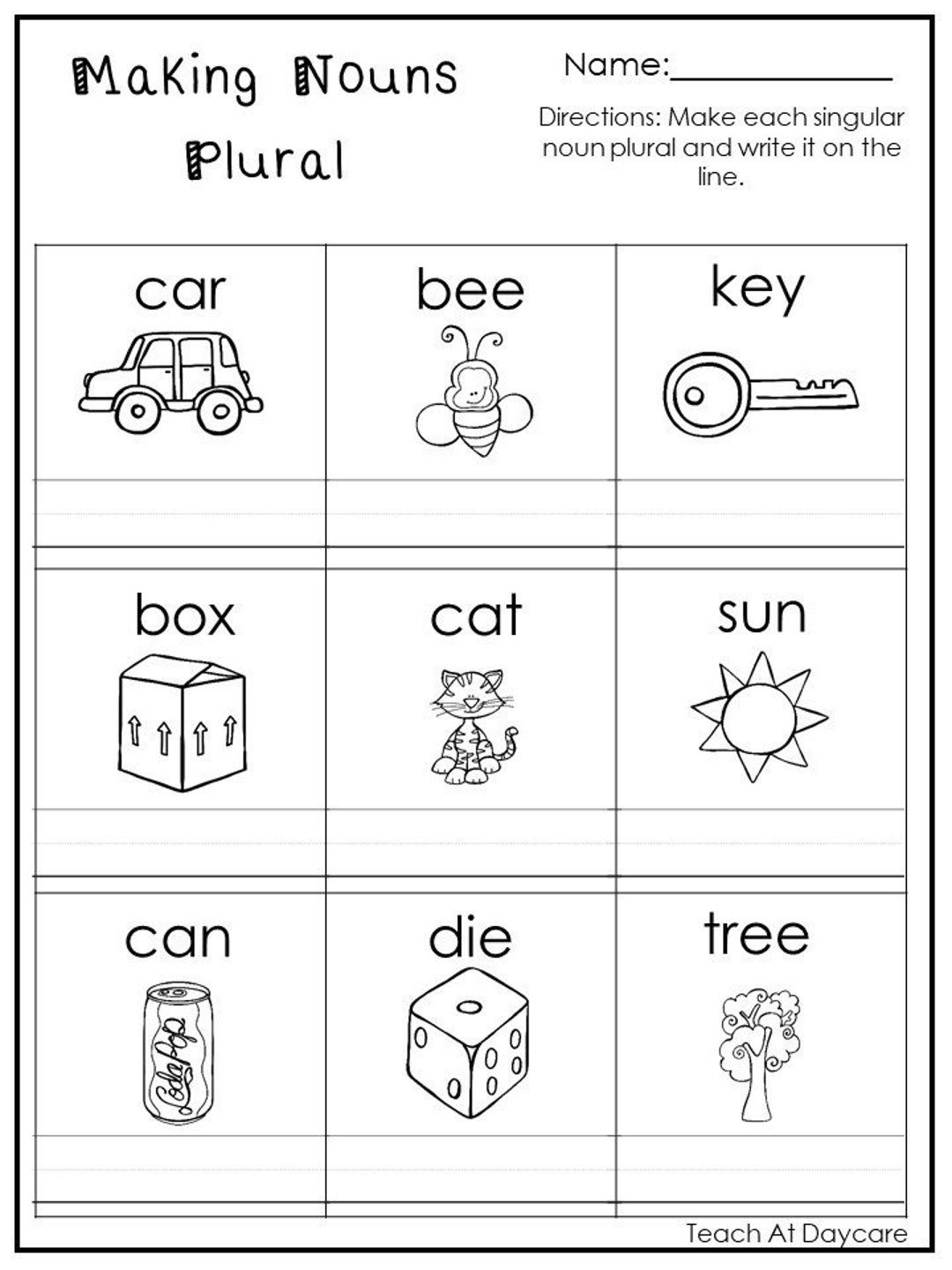 Singular And Plural Nouns Worksheets