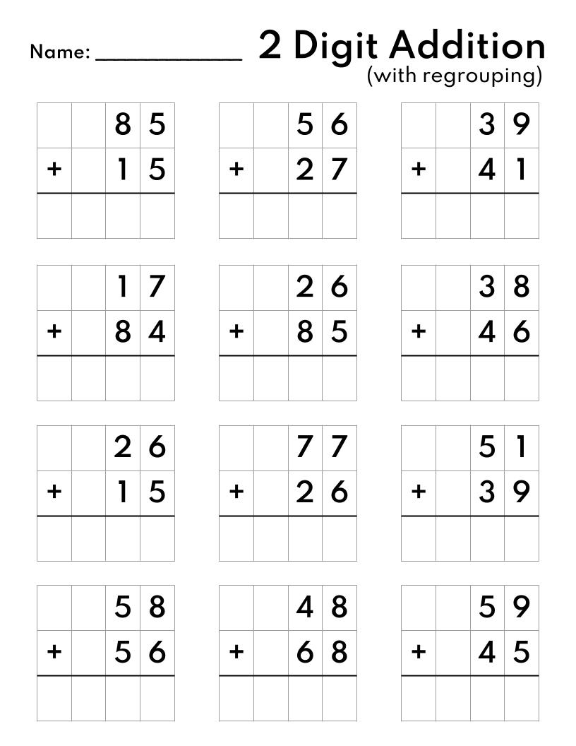 10 Printable Two Digit Addition Worksheets Double Digit Addition Worksheets 1st Grade 2nd Grade Made By Teachers