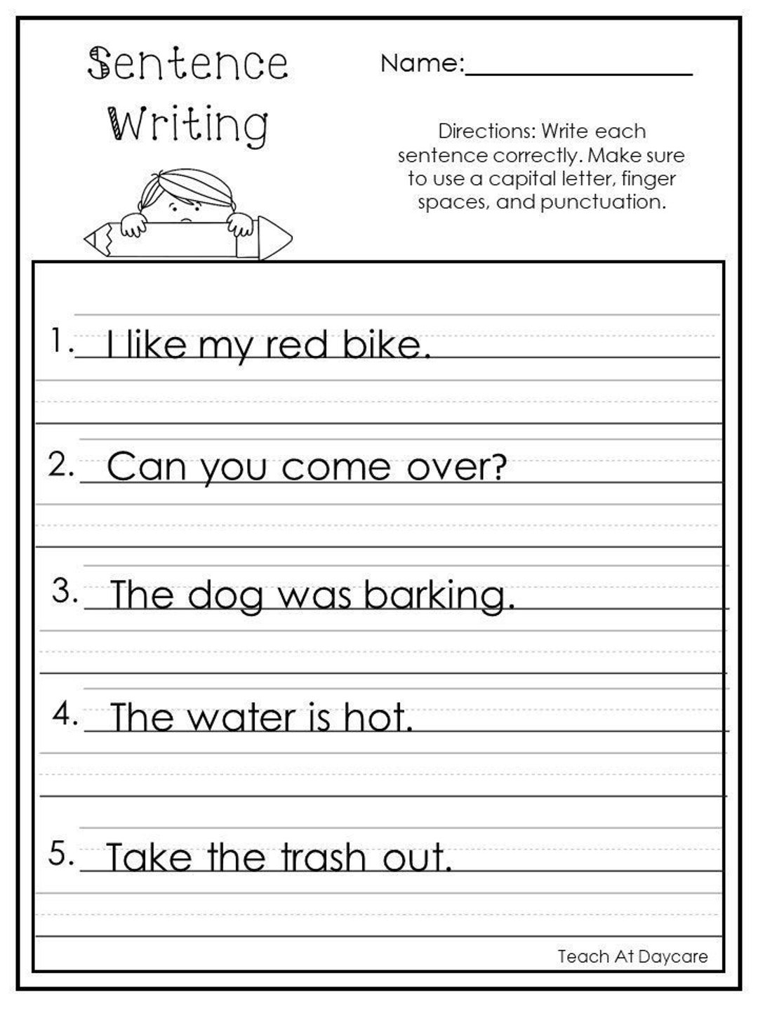 10 Printable Write The Sentence Worksheets 1st 3rd Grade ELA Worksheets Etsy Hong Kong