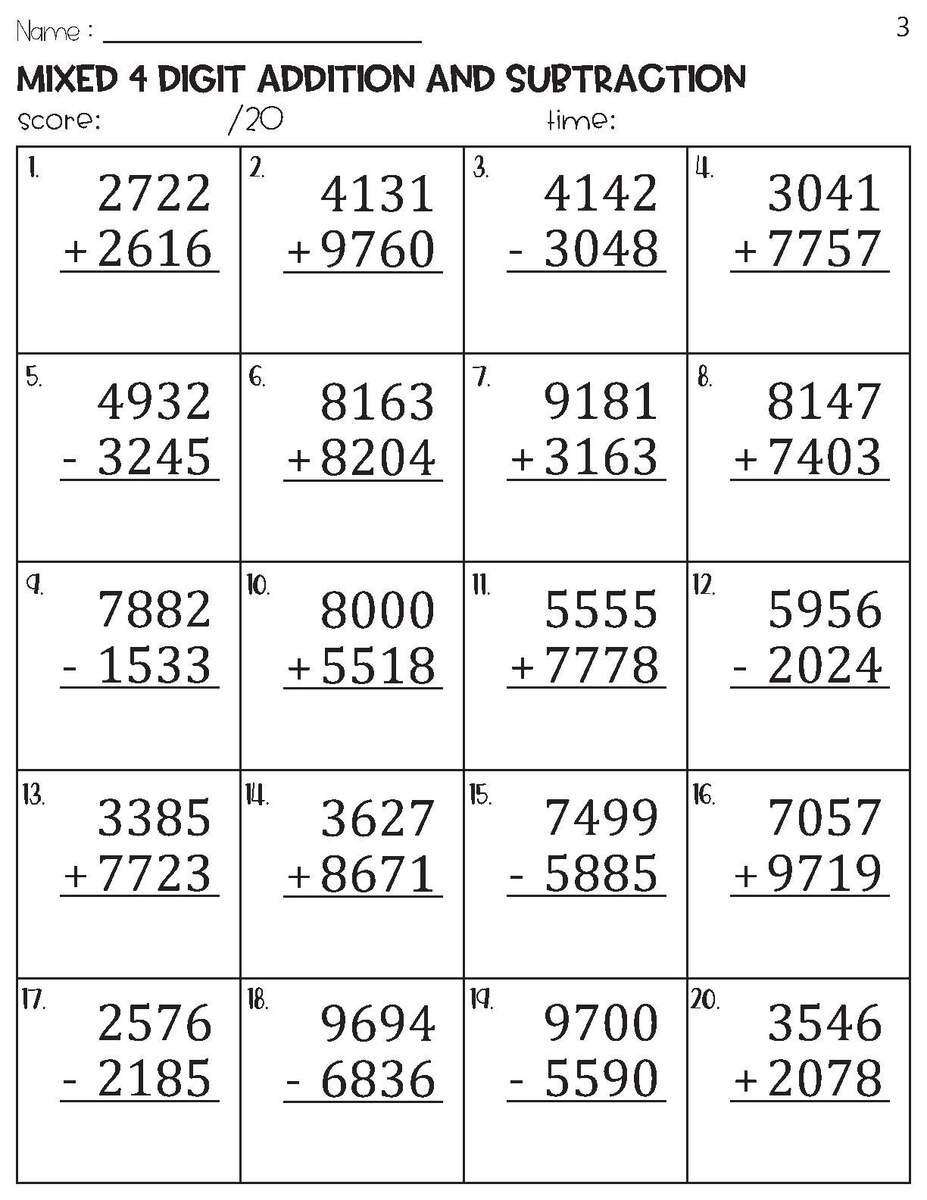 Mixed Single Digit Addition And Subtraction Worksheets Etsy Finland