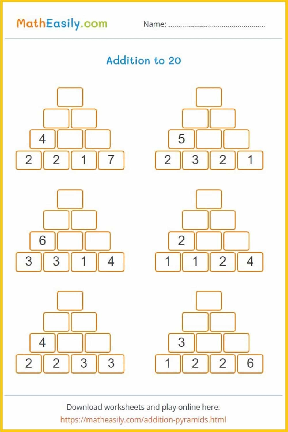 100 Free Addition Games ONLINE PRINTABLE