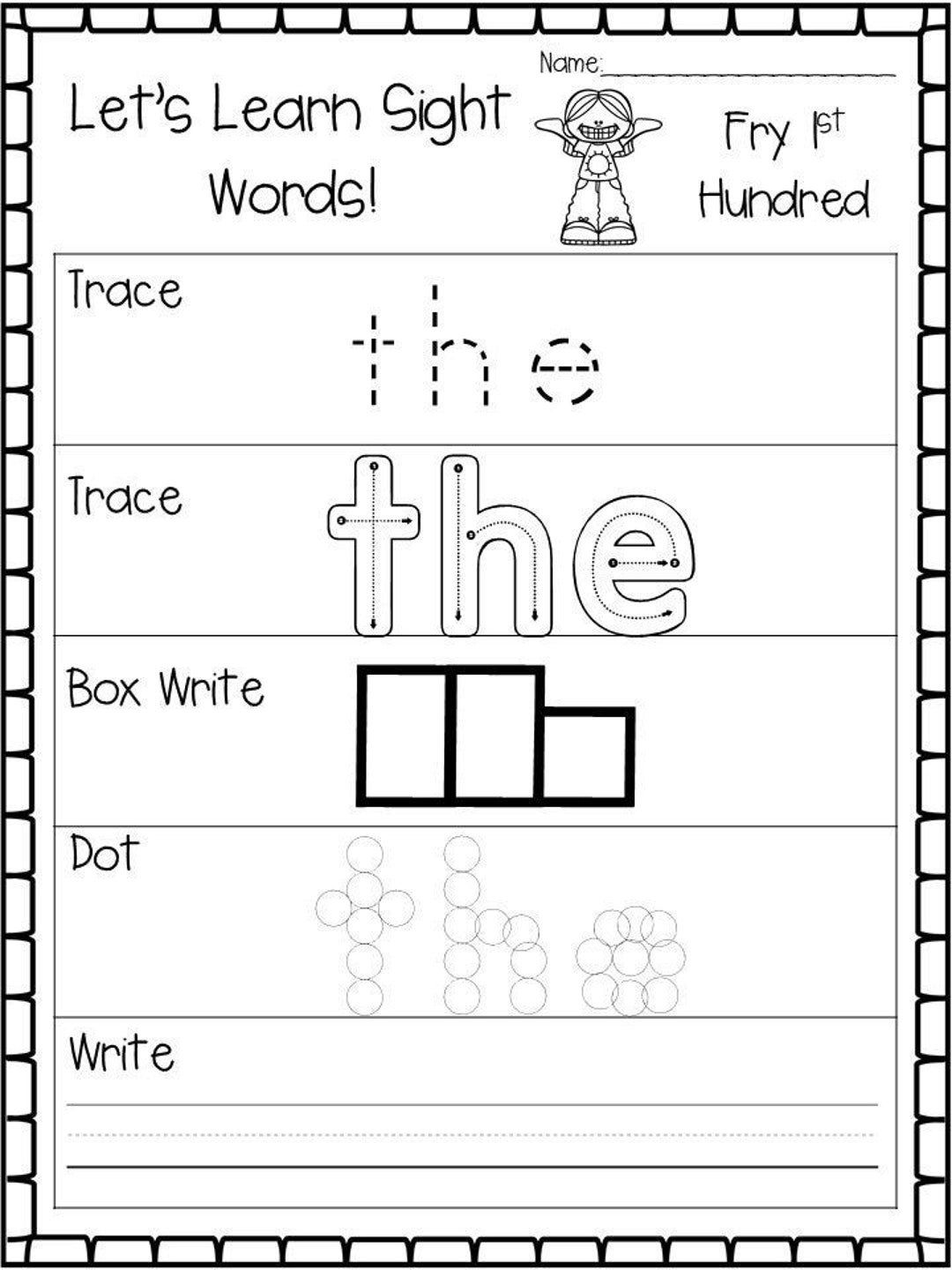 100 Printable Let S Learn Fry 1st Hundred Sight Words Worksheets Kindergarten 1st Grade Handwriting And Spelling Activity Etsy 100 Printable Let S Learn Fry 1st Hundred Sight Words Worksheets Kindergarten 1st Grade Handwriting And Spelling Activity Etsy