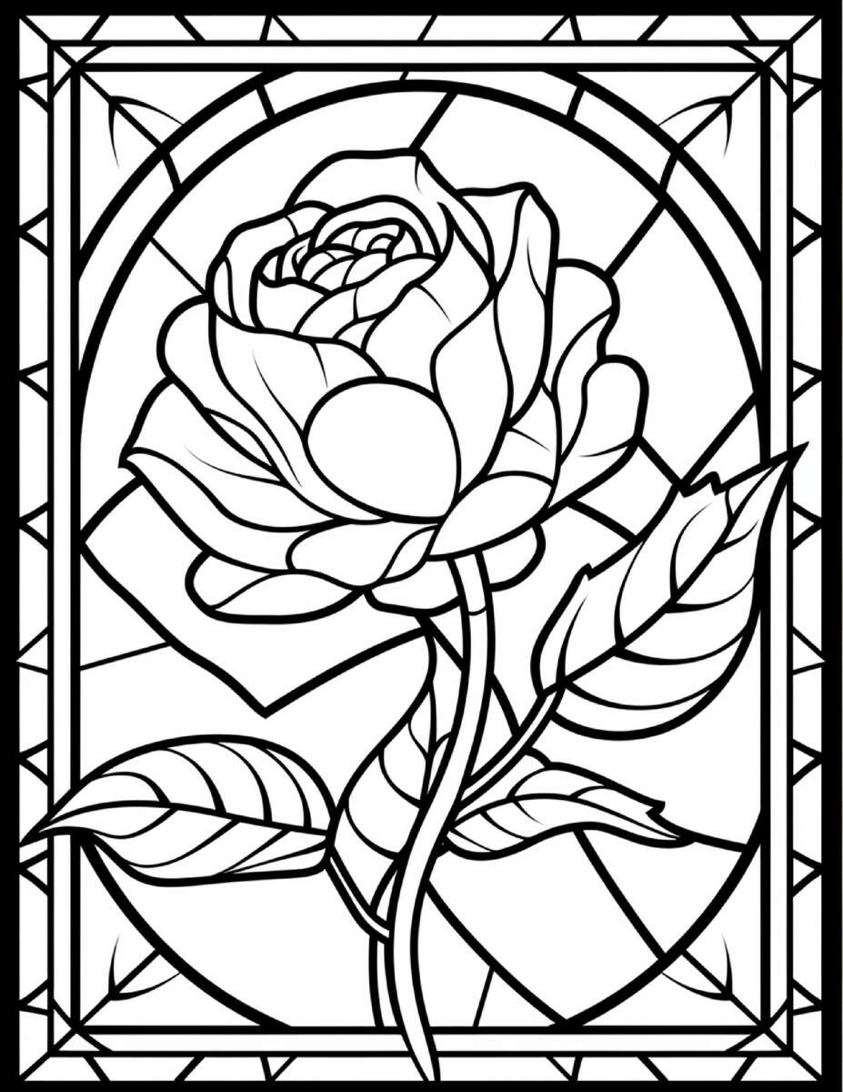 120 Stained Glass Flower Coloring Pages For All Ages Flower Coloring Pages For Adults Coloring Pages For Kids Digital Download Printable Etsy