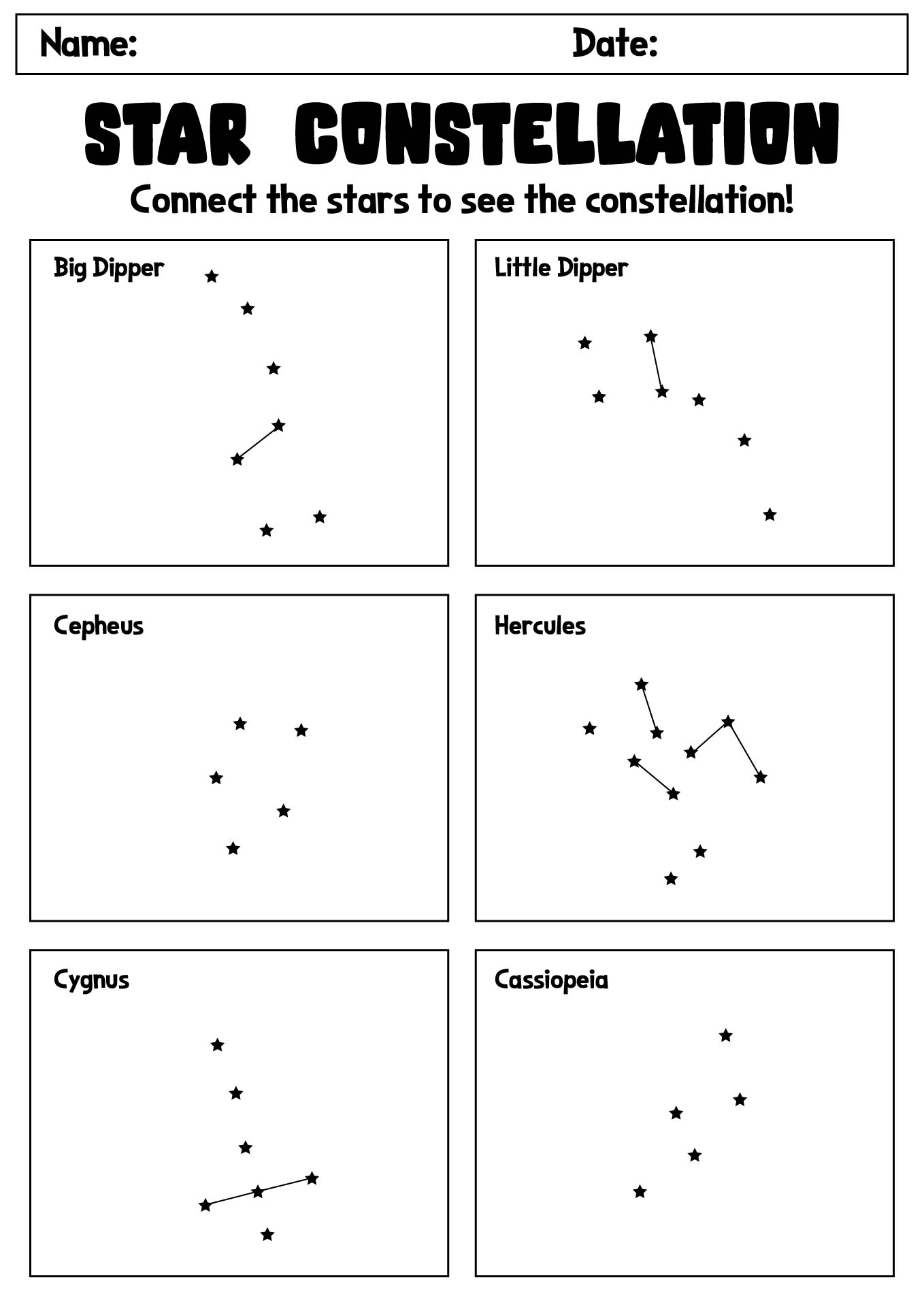 Big Dipper Worksheet Projects In Parenting