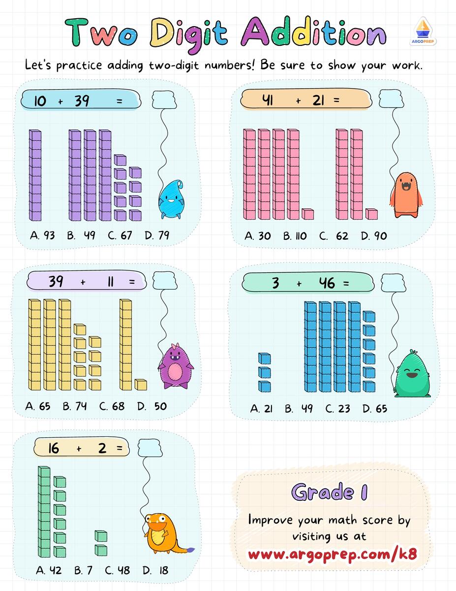 1st Grade Time 1st Grade Addition Worksheets For Free ArgoPrep Addition Worksheets Printable Addition And Subtraction Worksheets Math Worksheets For Kids Math Worksheets For 1st Grade Etsy