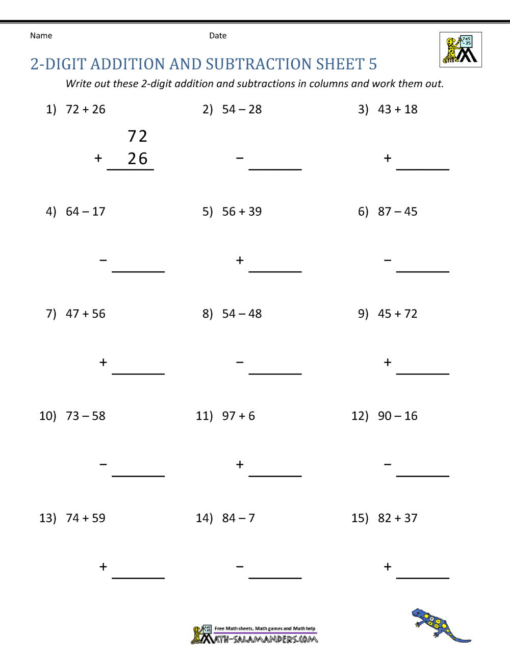 2 Digit Addition And Subtraction Worksheets With And Without Regrouping Made By Teachers