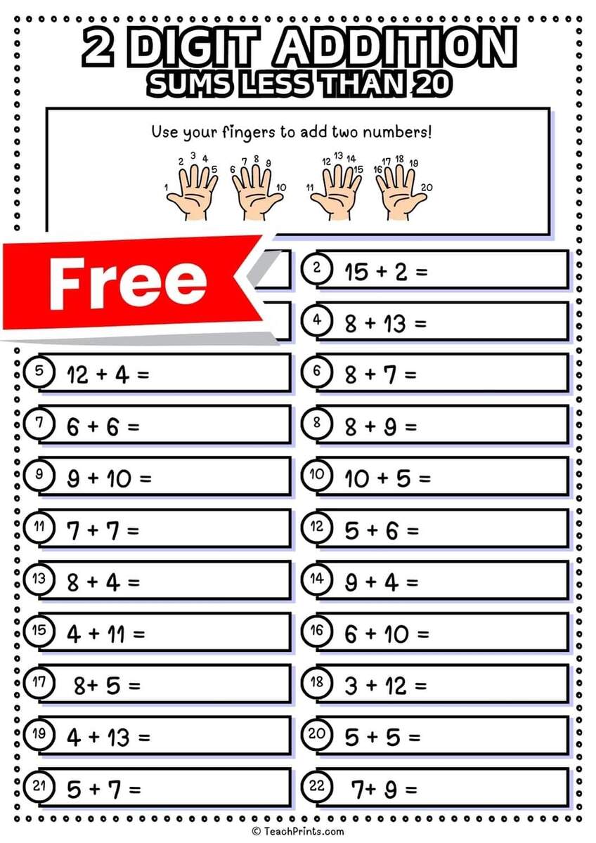 2 Digit Addition Without Regrouping Worksheets Teach Prints