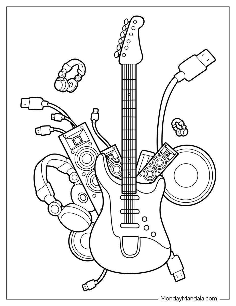 Camp Rock Band Performance Stage Coloring Page Free PDF PNG Printable