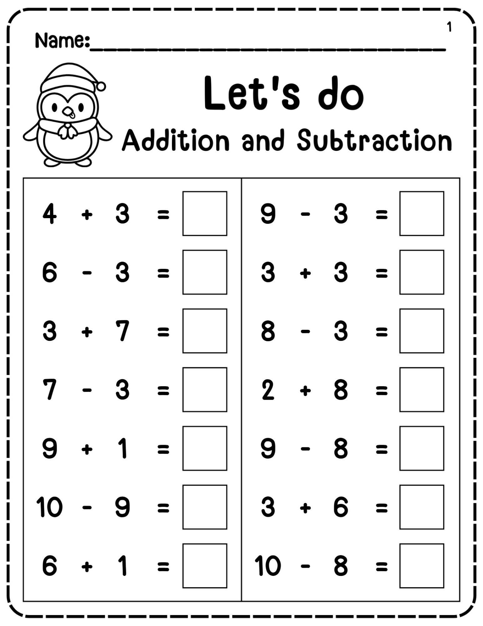 20 Printable Addition And Subtraction To 10 Worksheets Fill In The Blanks Math Practice For Kindergarten 1st Grade Numbers 1 10 Etsy