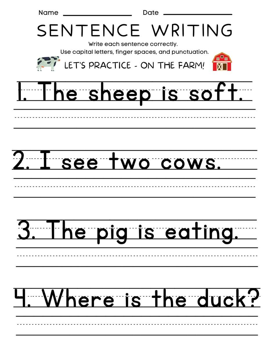 25 THEMED Printable Sentence Writing Worksheets Write The Sentence Worksheets Practice Writing Activity 1st 3rd Grade ELA Worksheets Etsy