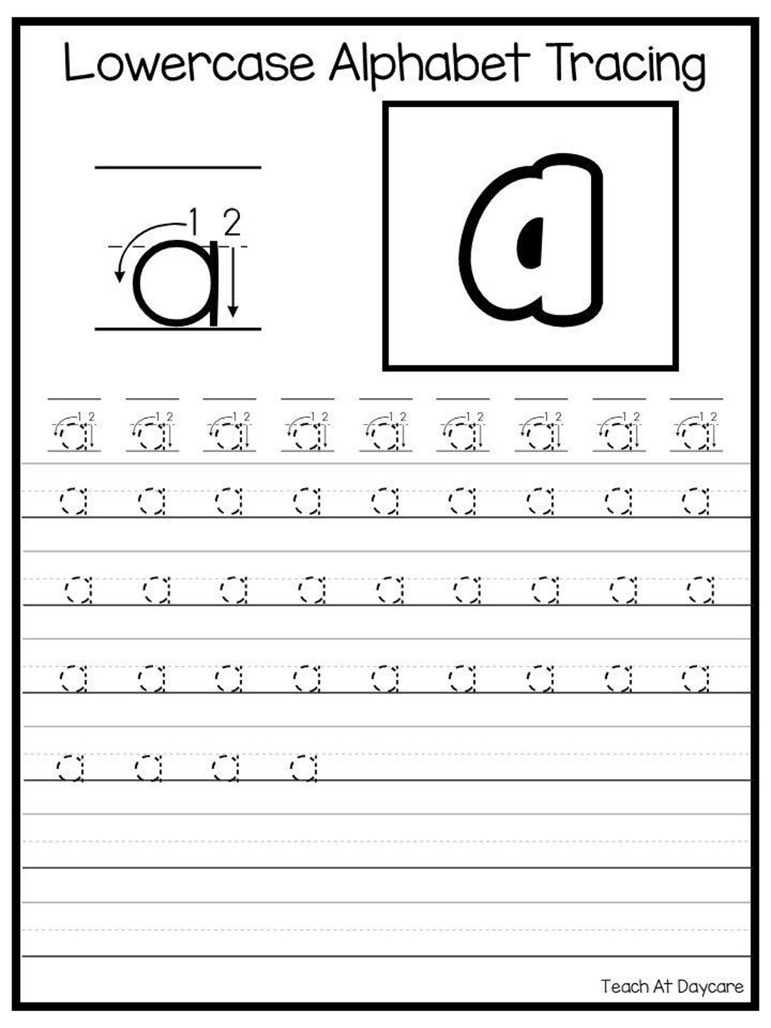 Free Printable Lowercase Alphabet Letters Tracing Worksheet
