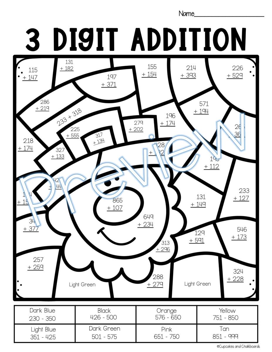 3 Digit Addition Thanksgiving Color By Number Made By Teachers