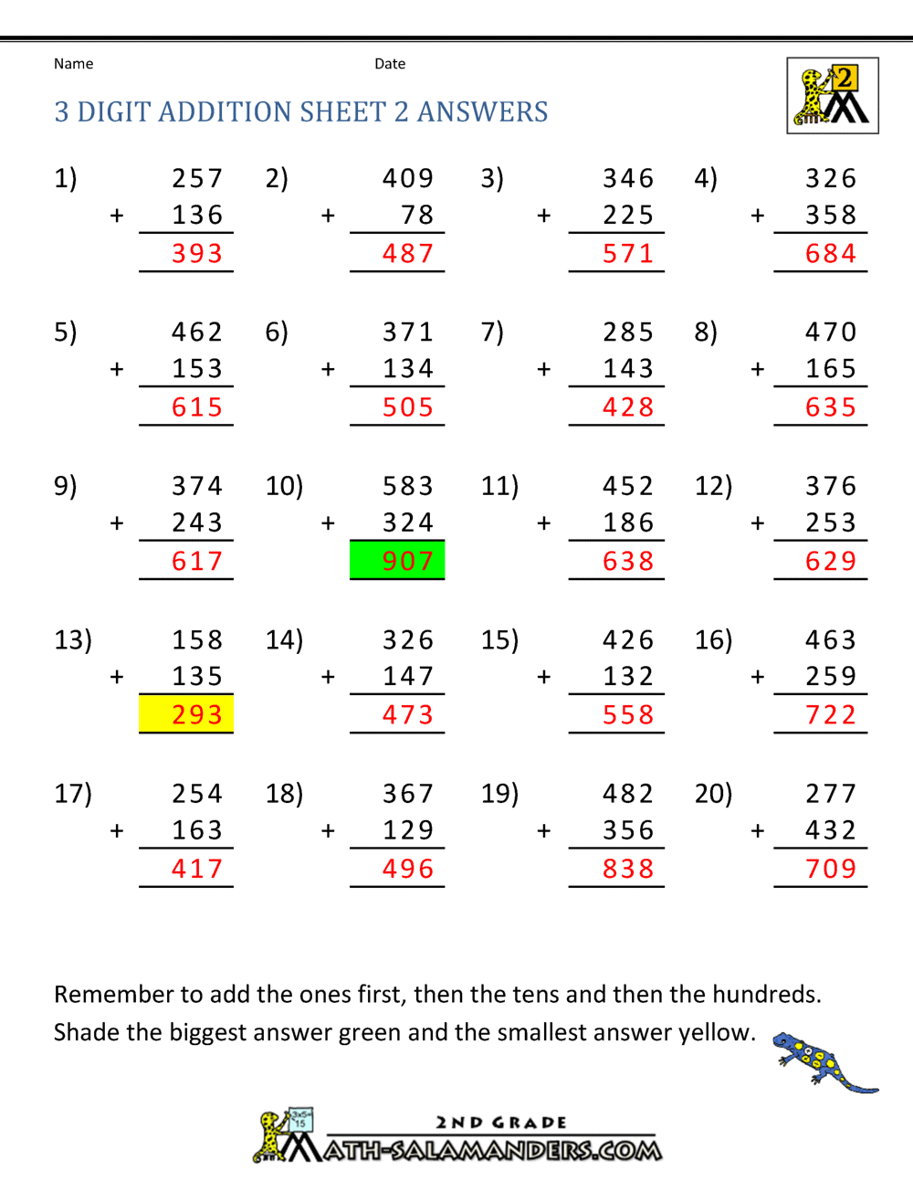 3 Digit Addition Regrouping Worksheets