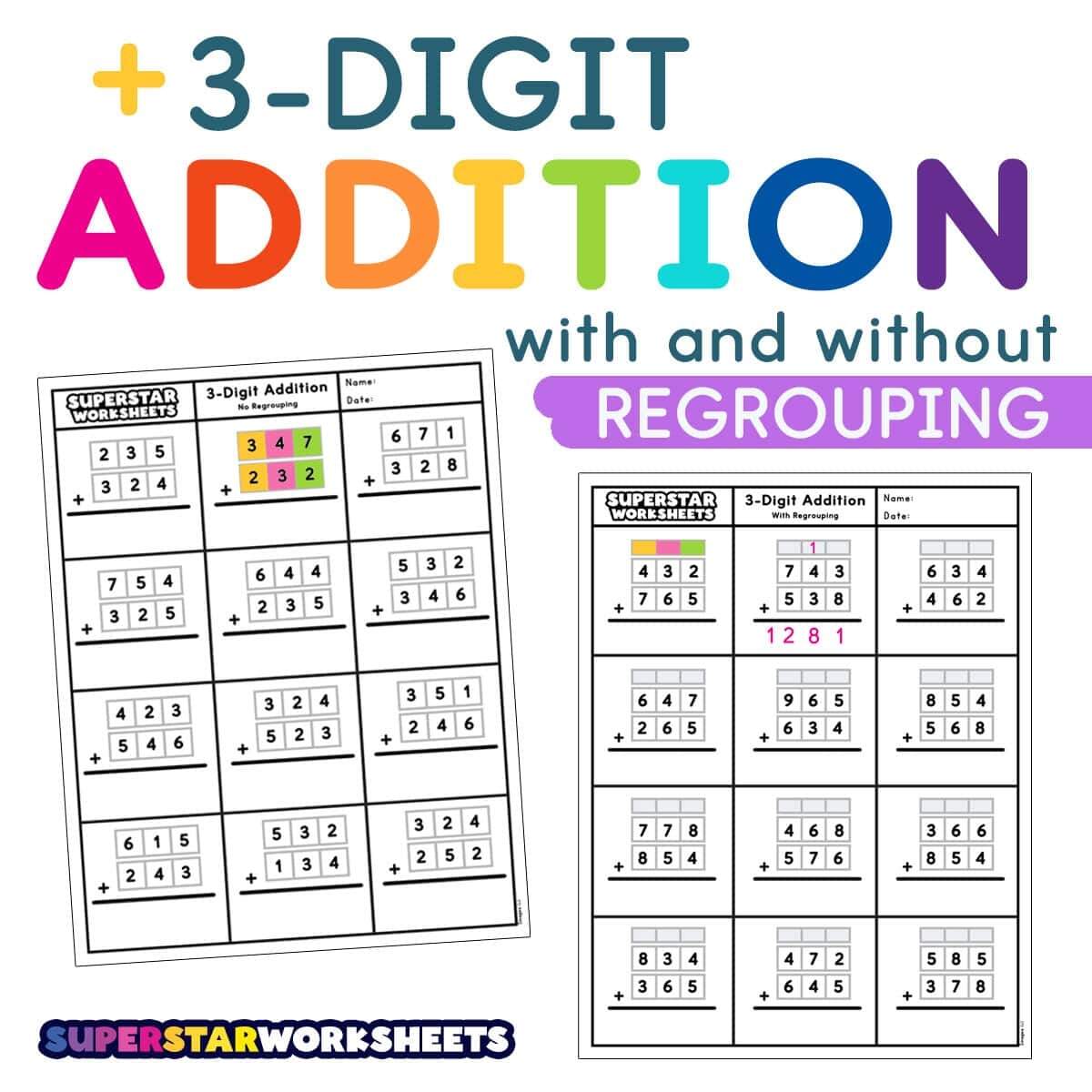 100 Two And Three Digit Mixed Addition And Subtraction With Grid Worksheets Etsy