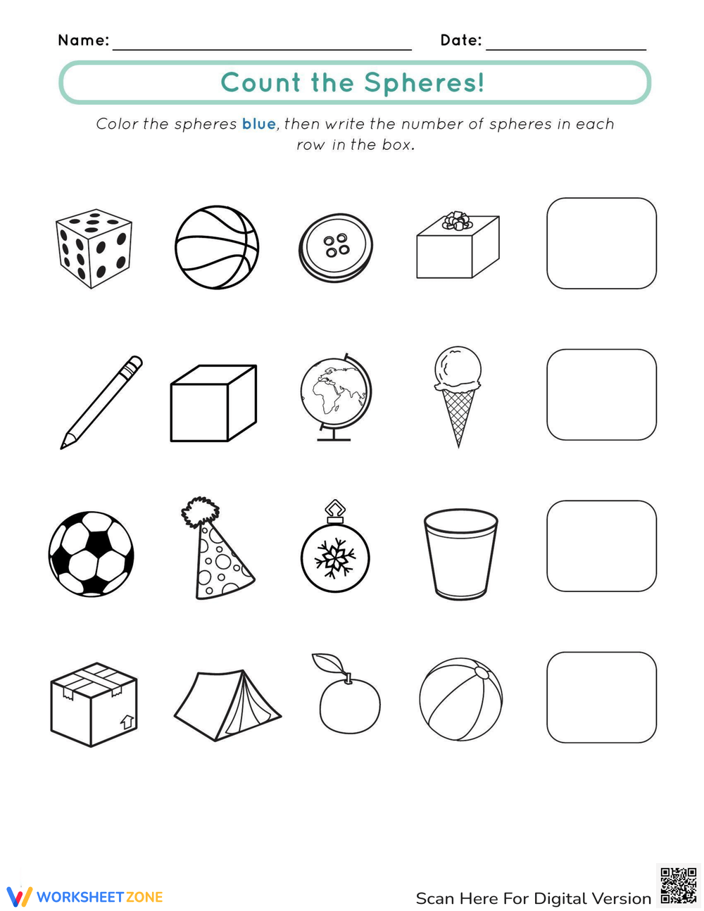 3D Shapes Coloring Worksheets Printable