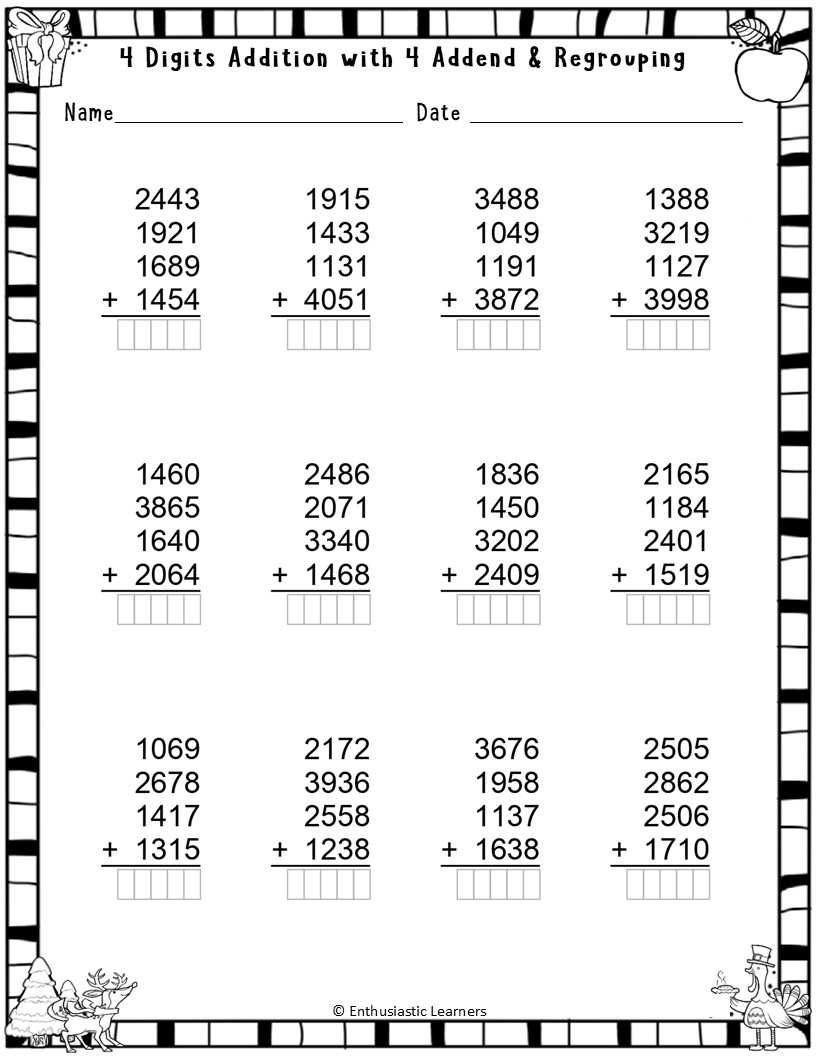 4 Digit Addition And Subtraction Worksheets