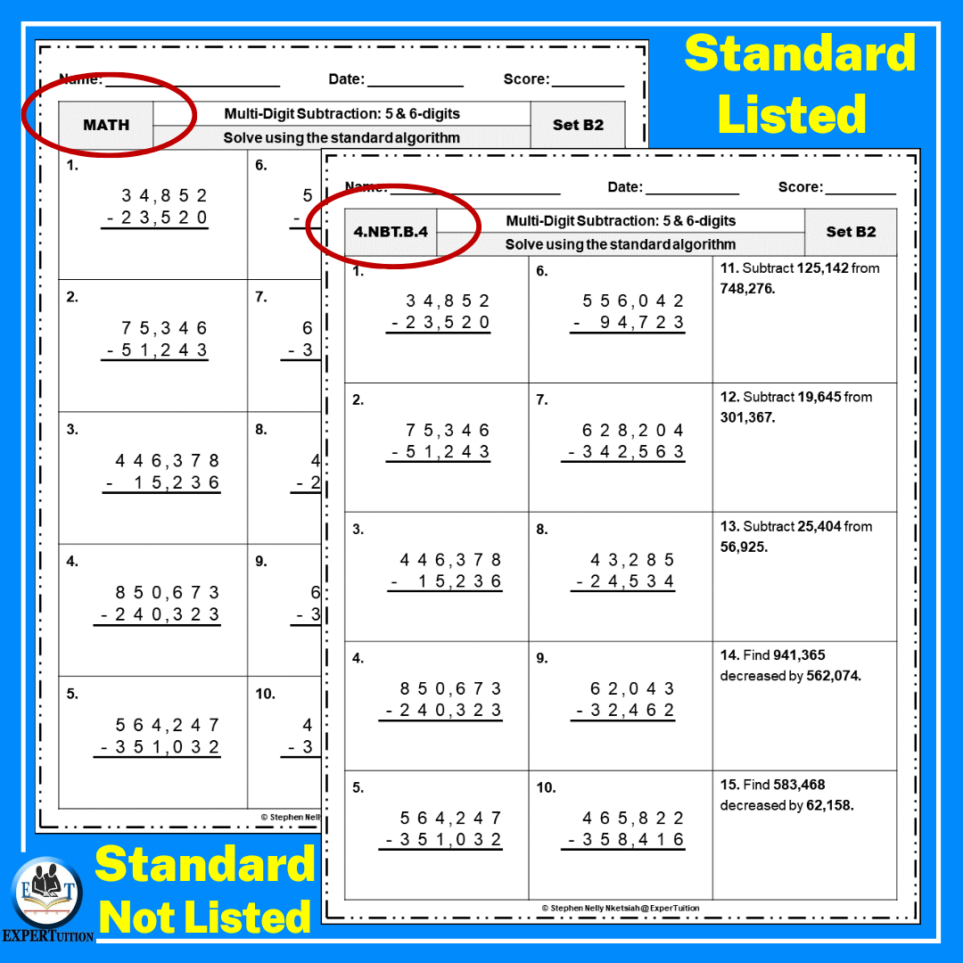 5 Digit 6 Digit Addition Subtraction With Without Regrouping Worksheets Made By Teachers