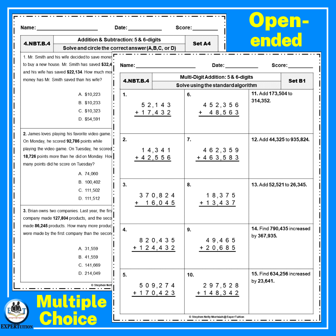 5 Digit 6 Digit Addition Subtraction With Without Regrouping Worksheets Made By Teachers