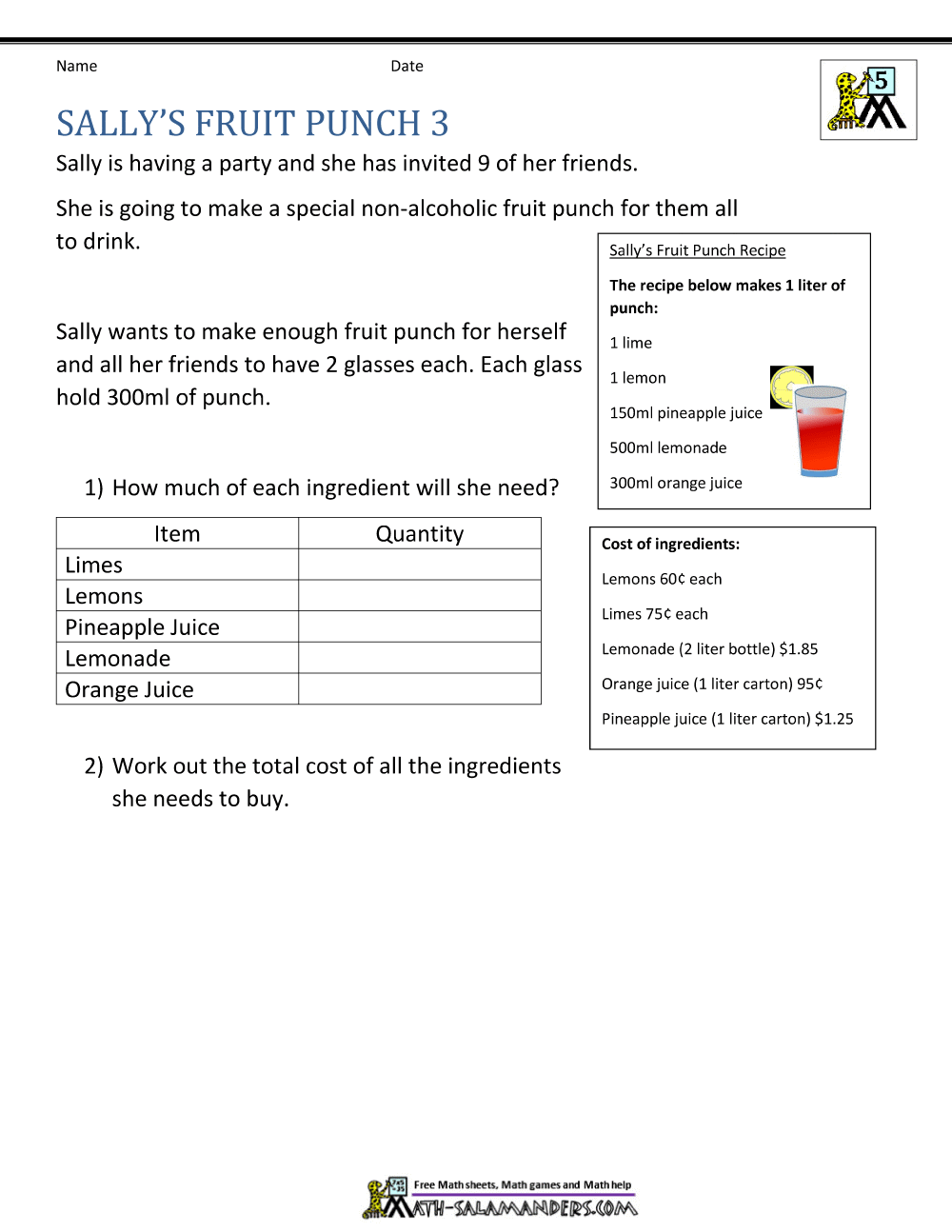 5th Grade Math Problems