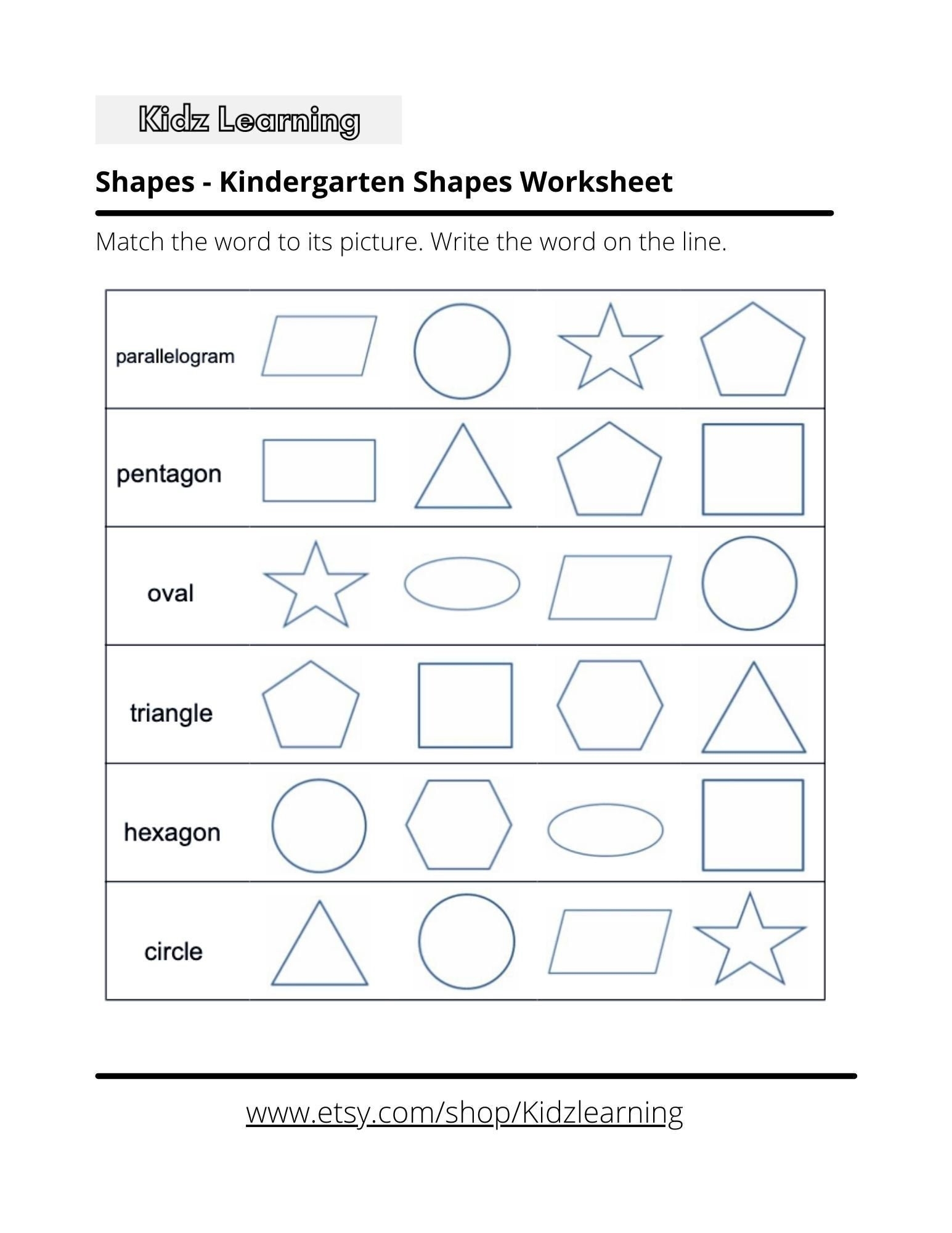 6 Printable Practice Kindergarten Shapes Worksheet Etsy